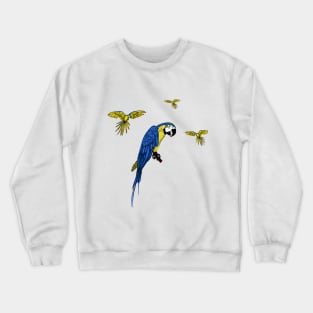 Blue and Yellow Macaws Drawing Crewneck Sweatshirt